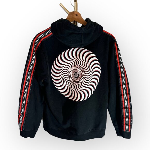 Spitfire The End Stripe Sleeve Graphic Hoodie in Black/Red Unisex Mens SM - Picture 2 of 7